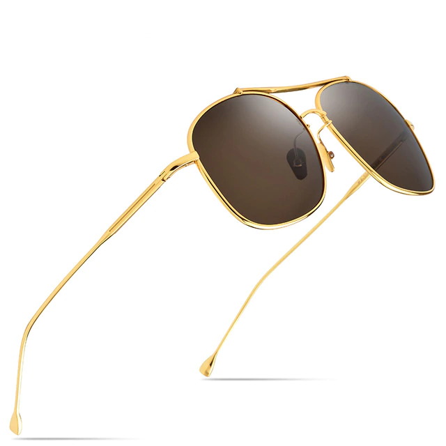 Pure Titanium Polarized Sunglasses - Men Classic Square - 2019 Ultralight Shades