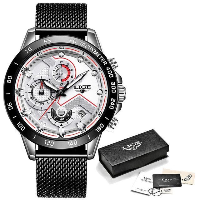 LIGE Fashion Mens Watches Top Brand Luxury WristWatch Quartz Clock Blue Watch Men Waterproof Sport Chronograph Relogio Masculino|Quartz Watches