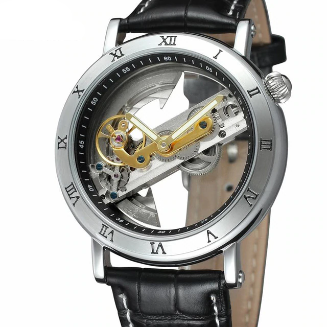 Luxury Skeleton Automatic Mechanical Men's Watch - Self Winding Stainless Steel - Genuine Leather -  Business Wristwatch 2019