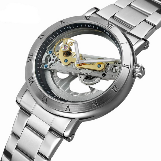 Luxury Skeleton Automatic Mechanical Men's Watch - Self Winding Stainless Steel - Genuine Leather -  Business Wristwatch 2019