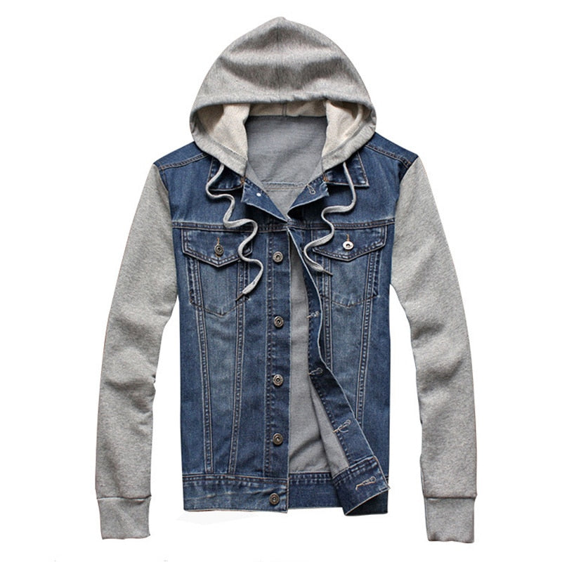 2019 Denim Men Hooded Sportswear Outdoors Casual Fashion Jeans Jackets Hoodies Cowboy Mens Jacket and Coat Plus Size