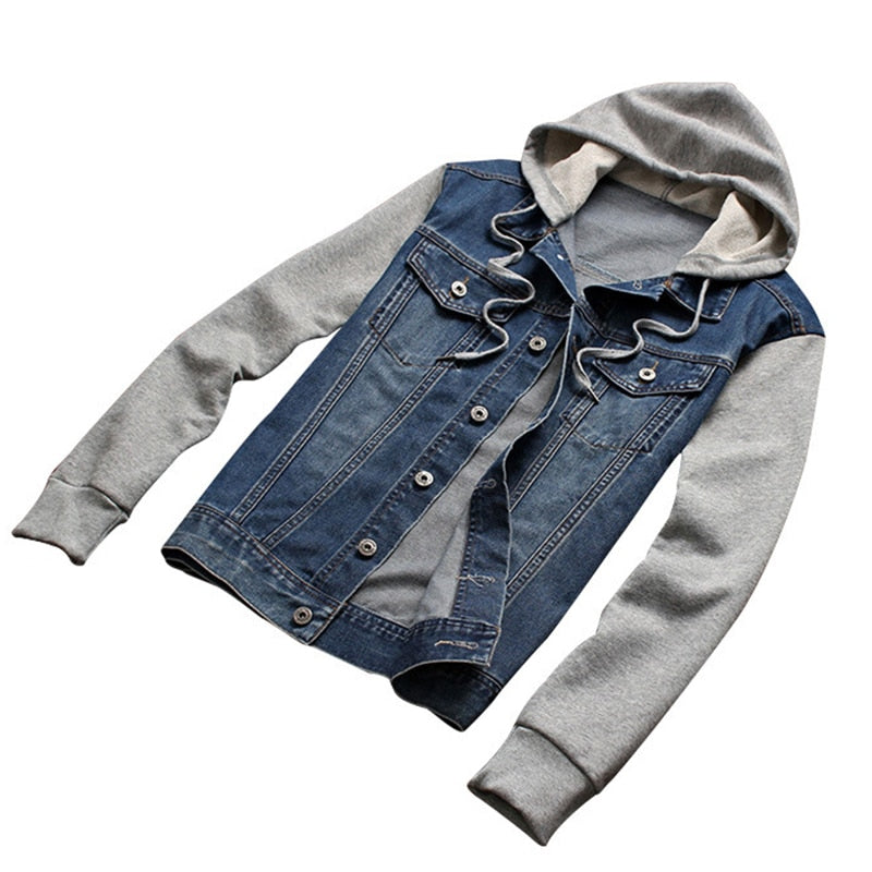 2019 Denim Men Hooded Sportswear Outdoors Casual Fashion Jeans Jackets Hoodies Cowboy Mens Jacket and Coat Plus Size