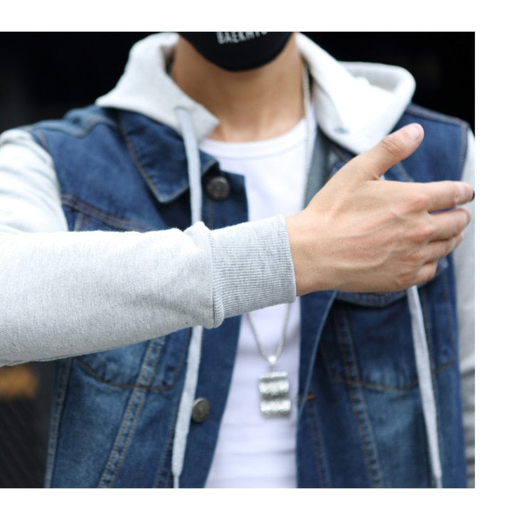 2019 Denim Men Hooded Sportswear Outdoors Casual Fashion Jeans Jackets Hoodies Cowboy Mens Jacket and Coat Plus Size