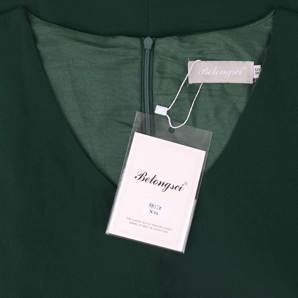 BELONGSCI Women's Dress Sweet & Cute V-Neck Bell Sleeve Shift Dress Mini Dress