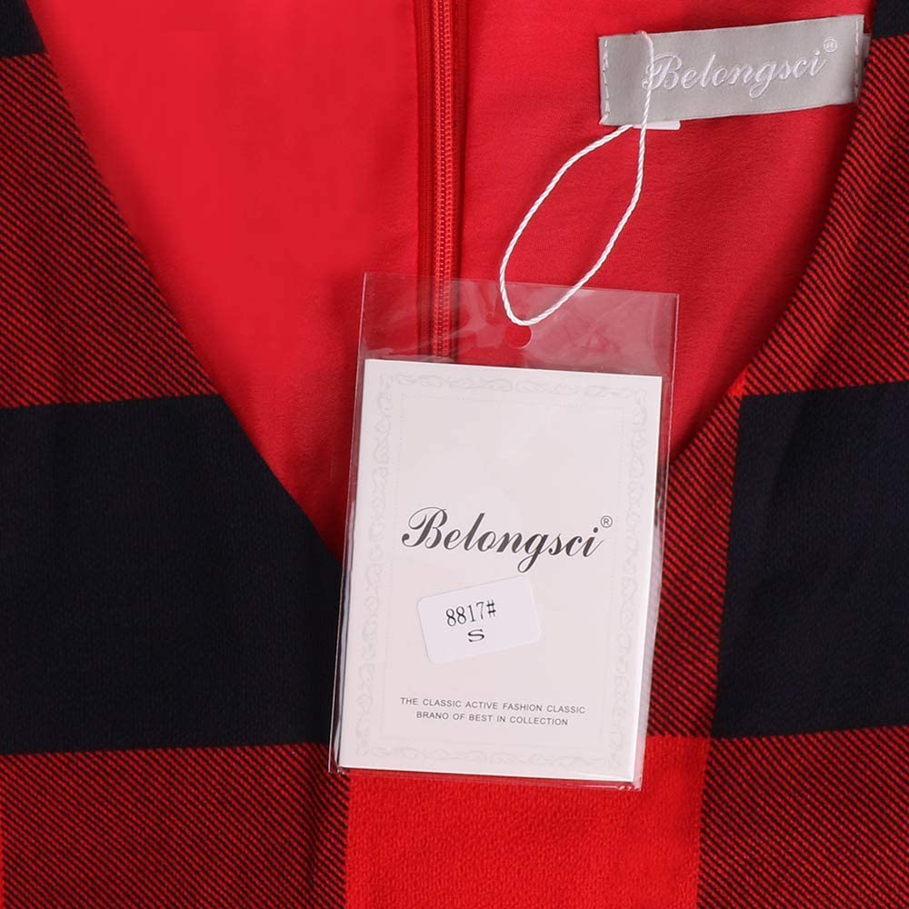 BELONGSCI Women's Dress Sweet & Cute V-Neck Bell Sleeve Shift Dress Mini Dress