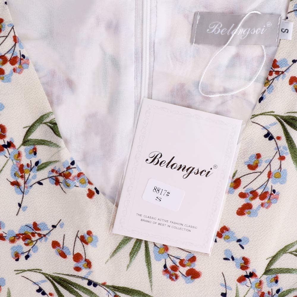 BELONGSCI Women's Dress Sweet & Cute V-Neck Bell Sleeve Shift Dress Mini Dress