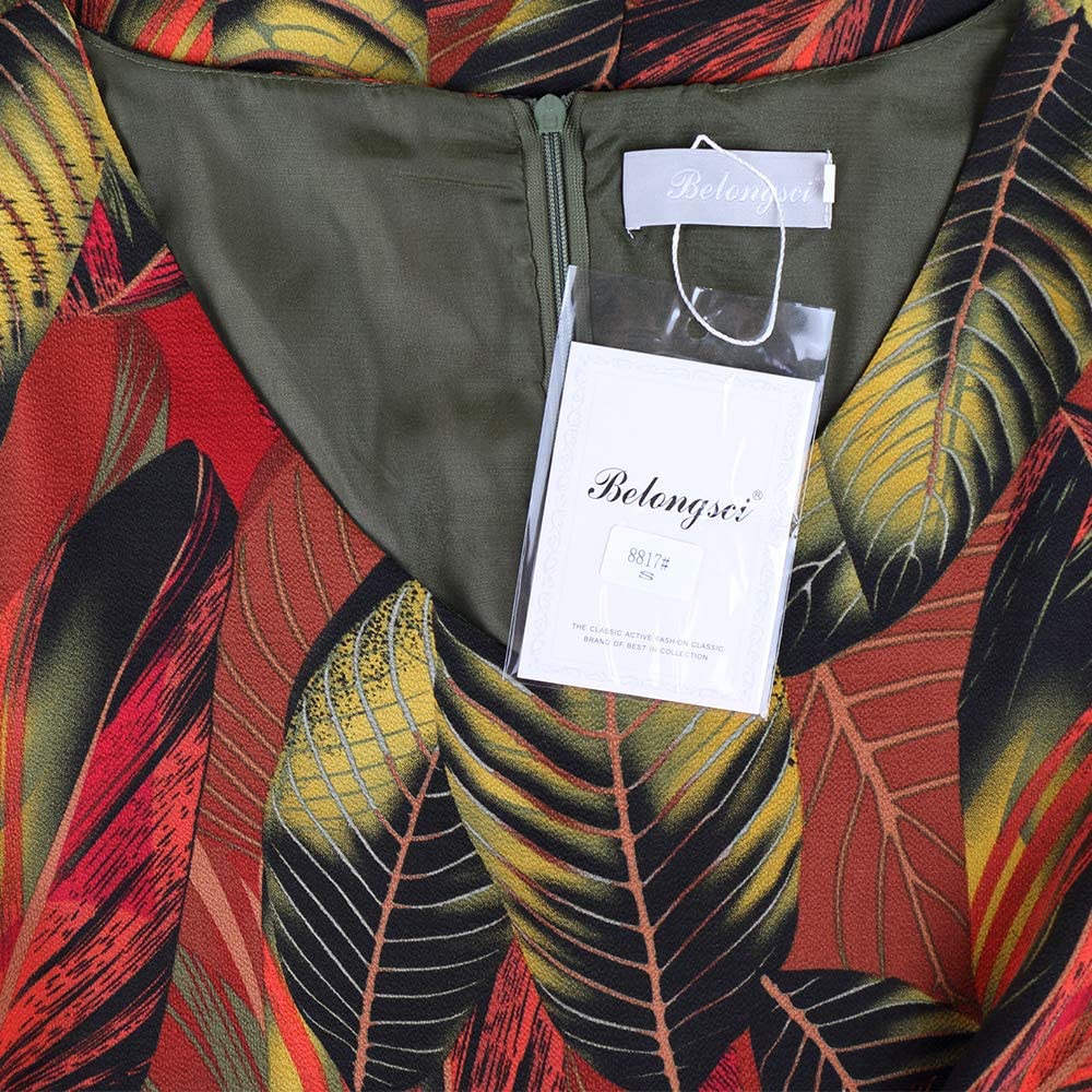 BELONGSCI Women's Dress Sweet & Cute V-Neck Bell Sleeve Shift Dress Mini Dress