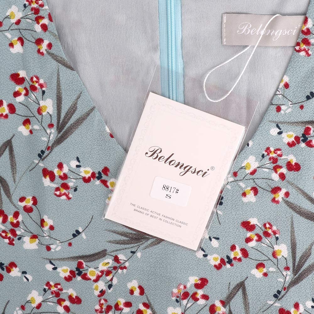 BELONGSCI Women's Dress Sweet & Cute V-Neck Bell Sleeve Shift Dress Mini Dress