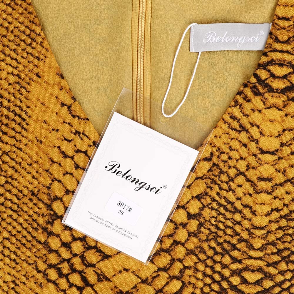 BELONGSCI Women's Dress Sweet & Cute V-Neck Bell Sleeve Shift Dress Mini Dress