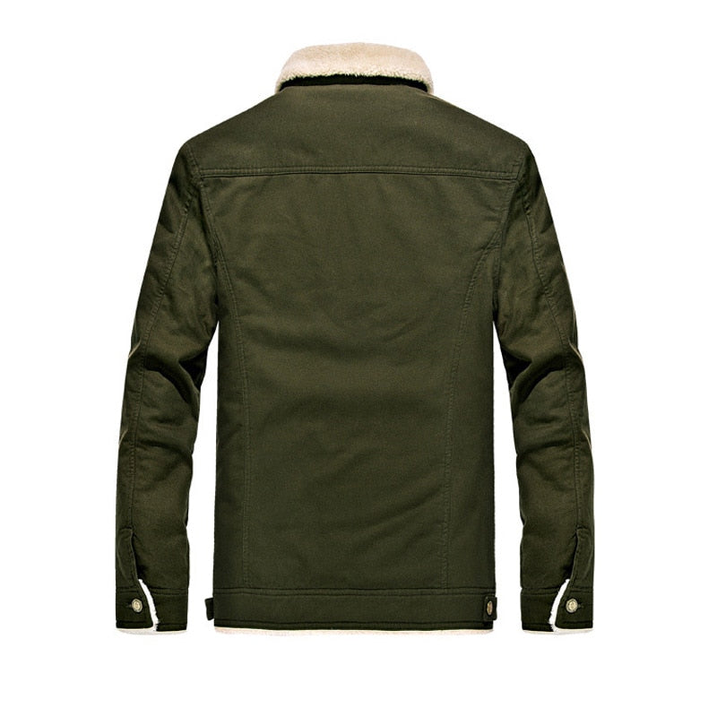 DIMUSI Winter Bomber - Men's Air Force Pilot Jacket - Warm Fur Collar Army Tactical Style