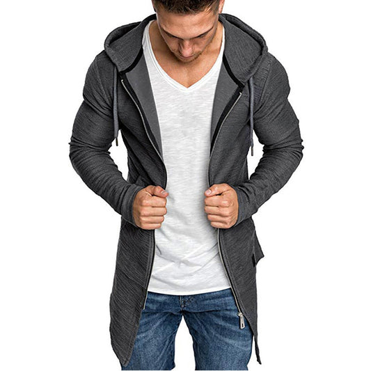 Splicing Hooded, Solid Trench Coat - Cardigan Style - Long Sleeve Outerwear