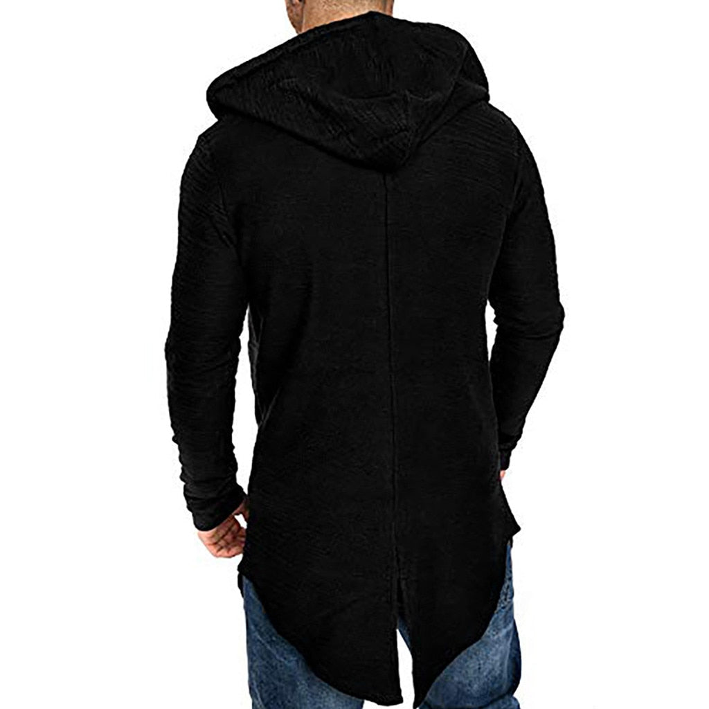 Splicing Hooded, Solid Trench Coat - Cardigan Style - Long Sleeve Outerwear