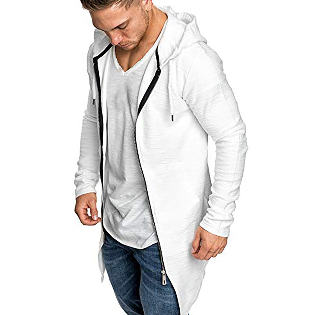 Splicing Hooded, Solid Trench Coat - Cardigan Style - Long Sleeve Outerwear