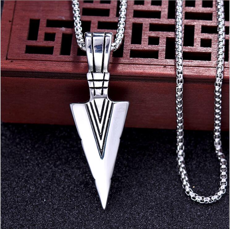 Men's Fashion Jewelry - Arrow Head Pendant - Long Chain Necklace -