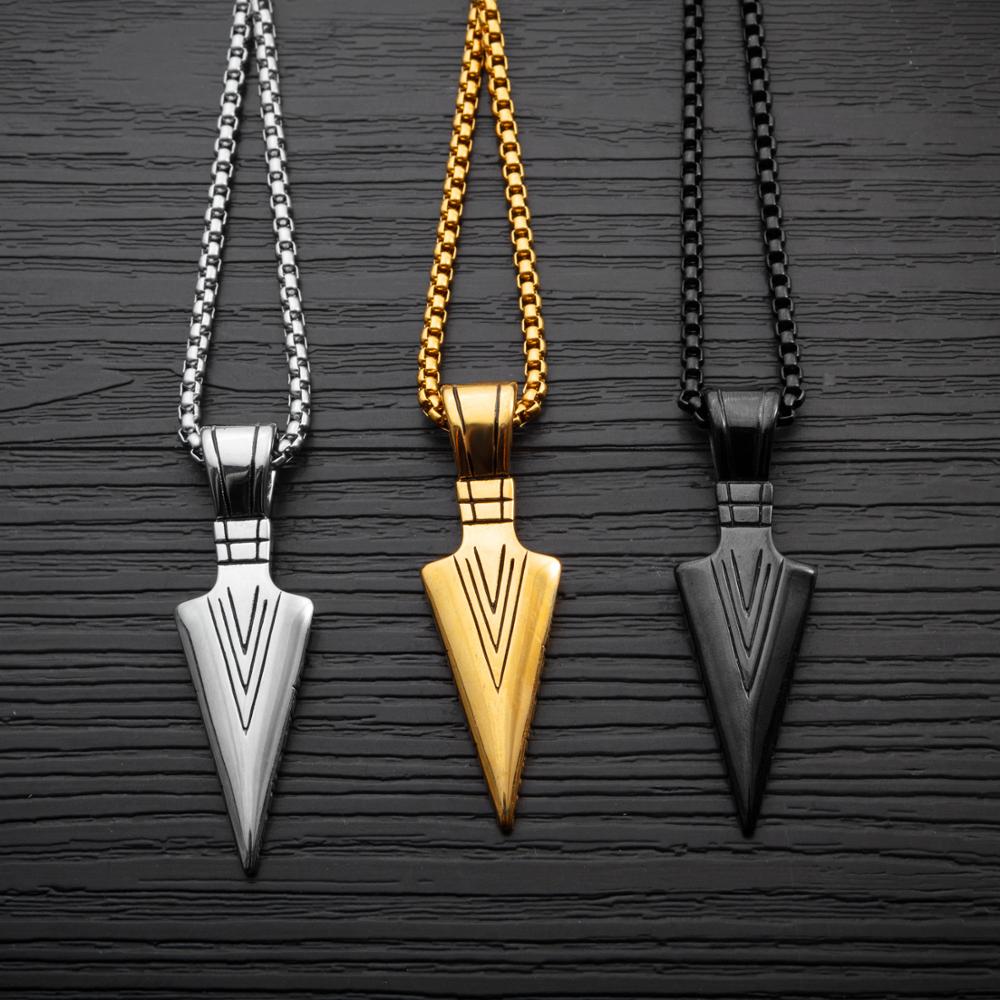 Men's Fashion Jewelry - Arrow Head Pendant - Long Chain Necklace -