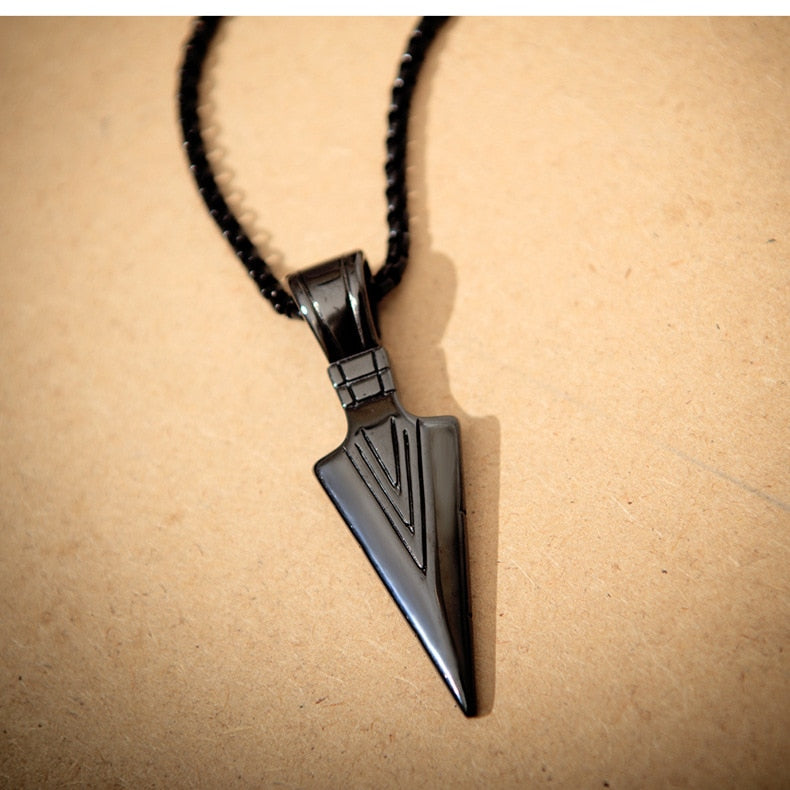 Men's Fashion Jewelry - Arrow Head Pendant - Long Chain Necklace -