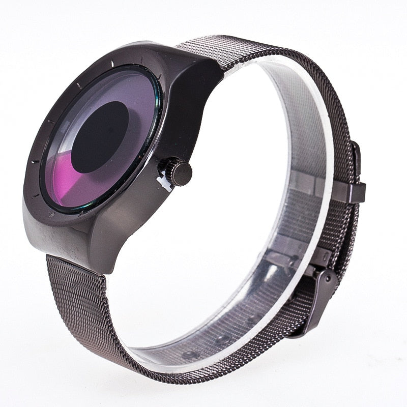 Men's Vortex Inspired Handless Watch - Gradient Multicolor Quartz - Stainless Steel Band - Vortex Design