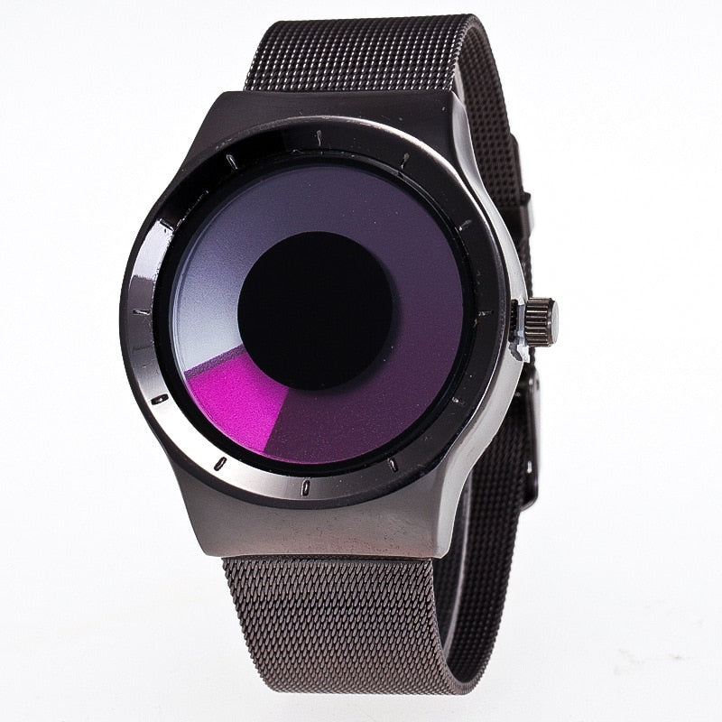 Men's Vortex Inspired Handless Watch - Gradient Multicolor Quartz - Stainless Steel Band - Vortex Design