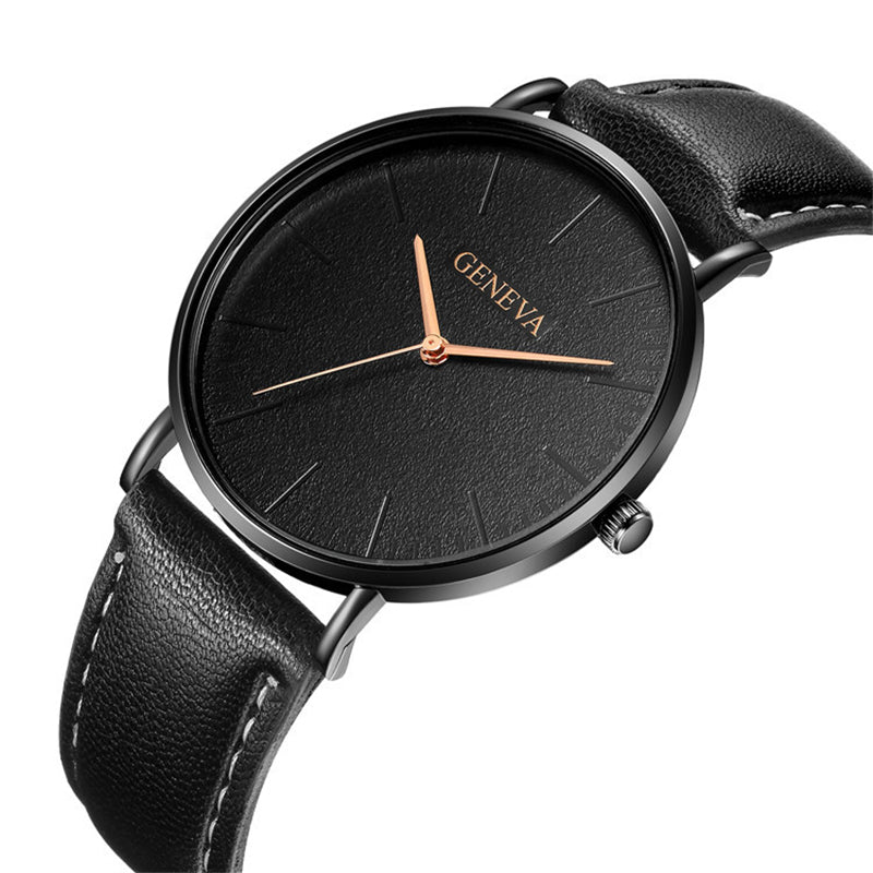 Geneva Luxury Men's Military Sport Wristwatch - Leather Quartz Watch