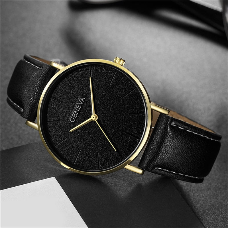 Geneva Luxury Men's Military Sport Wristwatch - Leather Quartz Watch