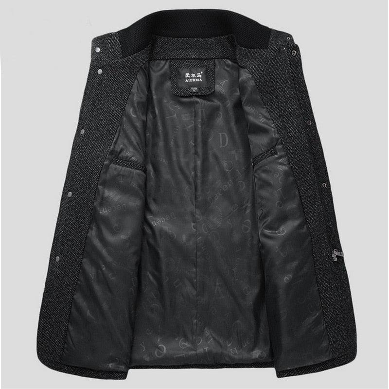 Stand Collar - Duffle Coat - Men's Winter British Style - Cashmere Coat - Zipper Trench Coat