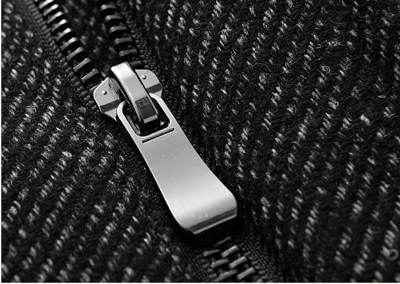 Stand Collar - Duffle Coat - Men's Winter British Style - Cashmere Coat - Zipper Trench Coat