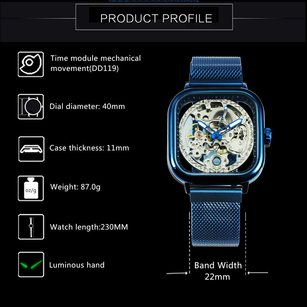 Luxury Automatic Mechanical Skeleton Wristwatch