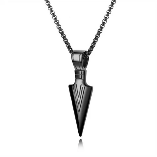 Men's Fashion Jewelry - Arrow Head Pendant - Long Chain Necklace -