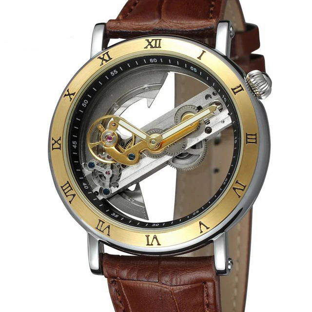 Luxury Skeleton Automatic Mechanical Men's Watch - Self Winding Stainless Steel - Genuine Leather -  Business Wristwatch 2019