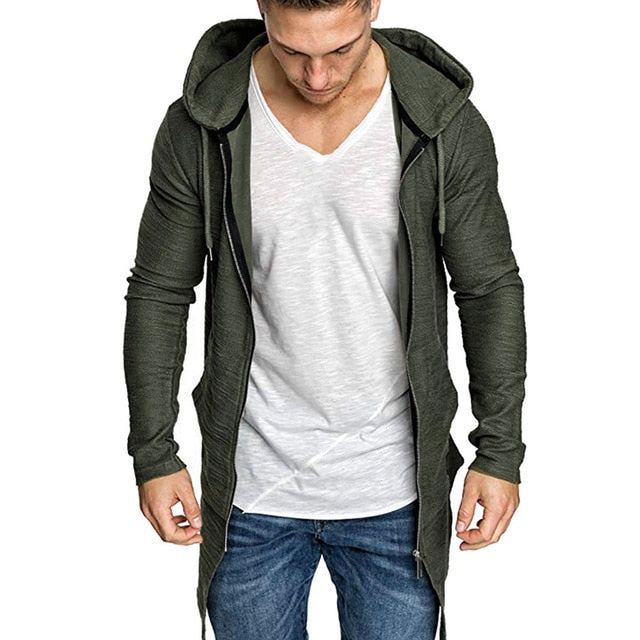 Splicing Hooded, Solid Trench Coat - Cardigan Style - Long Sleeve Outerwear