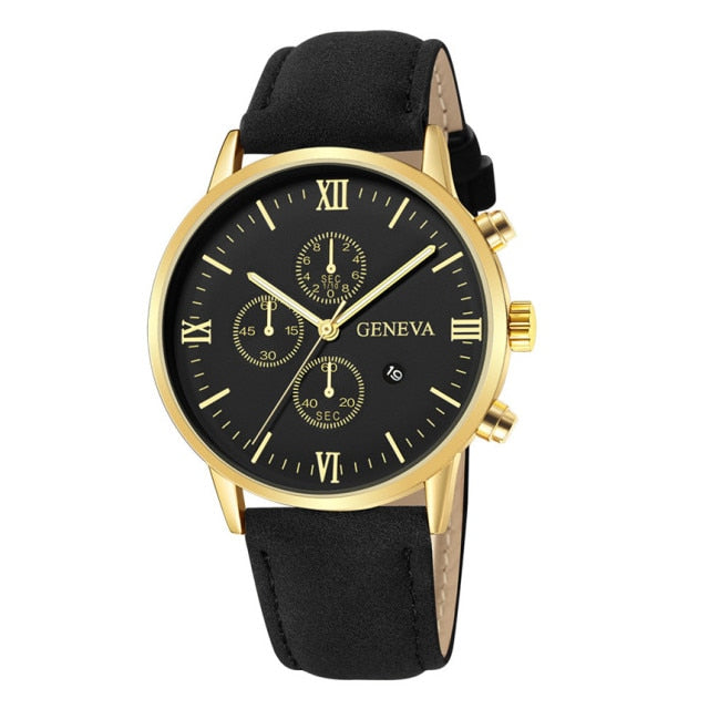 Reloj deportivo de cuarzo para hombre, cronógrafo con correa de cuero y carcasa de acero inoxidable, a la moda, para negocios, 2021|Relojes de cuarzo|