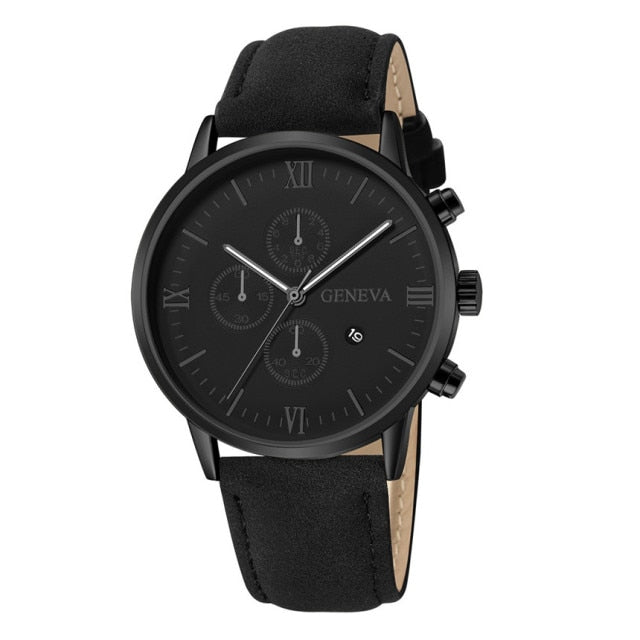 Reloj deportivo de cuarzo para hombre, cronógrafo con correa de cuero y carcasa de acero inoxidable, a la moda, para negocios, 2021|Relojes de cuarzo|