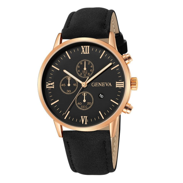 Reloj deportivo de cuarzo para hombre, cronógrafo con correa de cuero y carcasa de acero inoxidable, a la moda, para negocios, 2021|Relojes de cuarzo|
