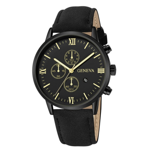 Reloj deportivo de cuarzo para hombre, cronógrafo con correa de cuero y carcasa de acero inoxidable, a la moda, para negocios, 2021|Relojes de cuarzo|