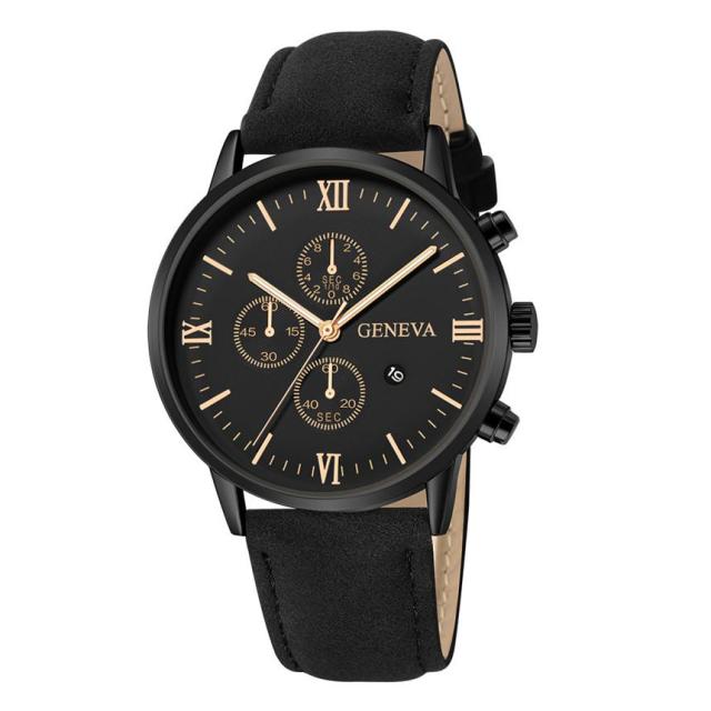 Reloj deportivo de cuarzo para hombre, cronógrafo con correa de cuero y carcasa de acero inoxidable, a la moda, para negocios, 2021|Relojes de cuarzo|