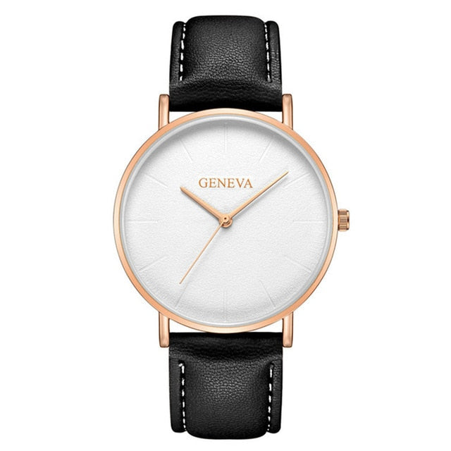 Geneva Luxury Men's Military Sport Wristwatch - Leather Quartz Watch