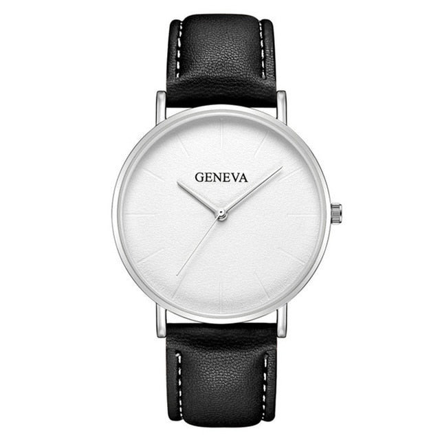Geneva Luxury Men's Military Sport Wristwatch - Leather Quartz Watch