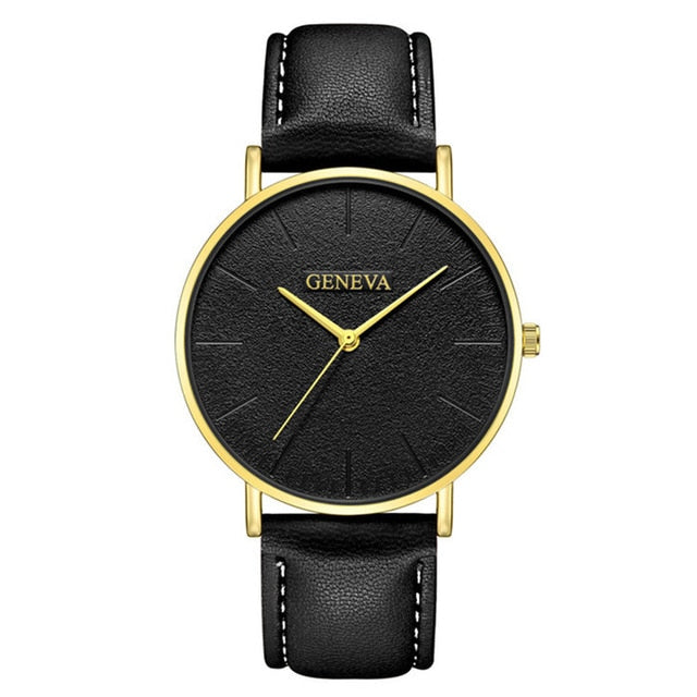 Geneva Luxury Men's Military Sport Wristwatch - Leather Quartz Watch
