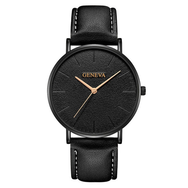 Geneva Luxury Men's Military Sport Wristwatch - Leather Quartz Watch