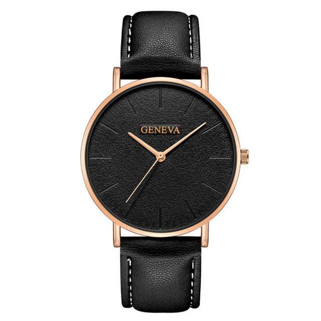 Geneva Luxury Men's Military Sport Wristwatch - Leather Quartz Watch