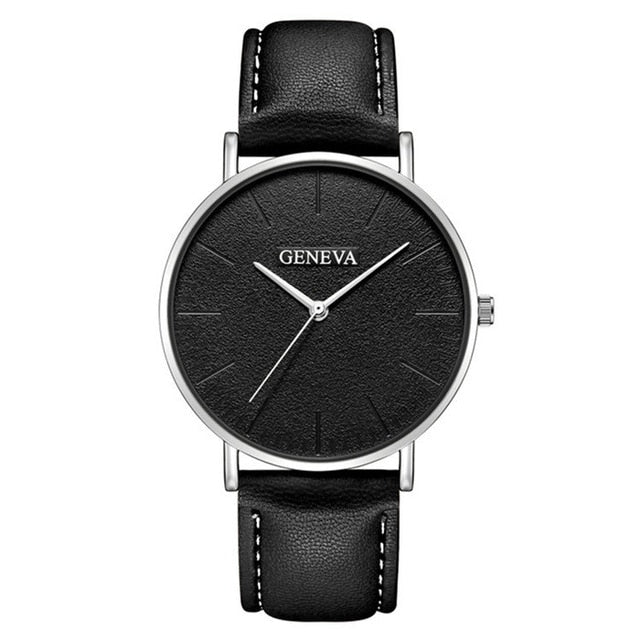 Geneva Luxury Men's Military Sport Wristwatch - Leather Quartz Watch