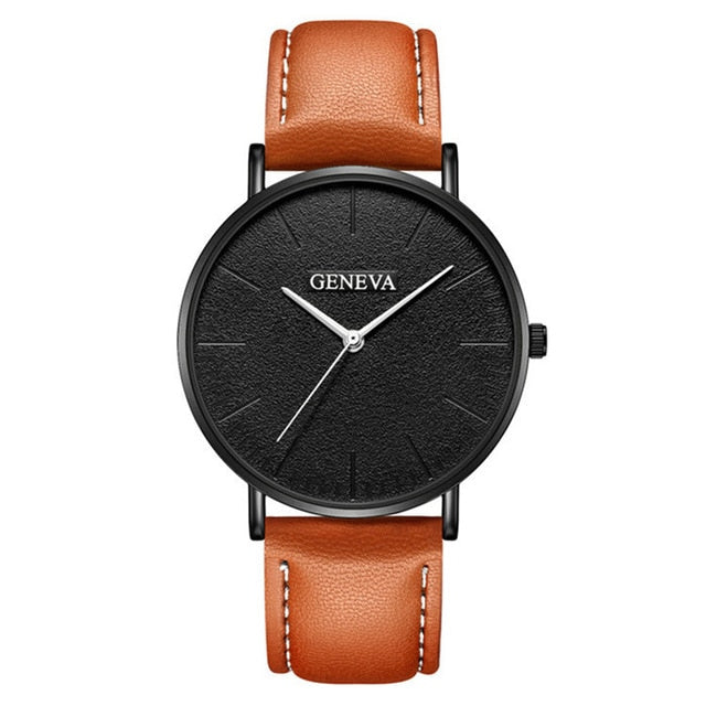 Geneva Luxury Men's Military Sport Wristwatch - Leather Quartz Watch
