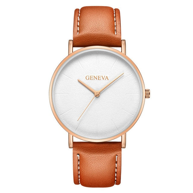 Geneva Luxury Men's Military Sport Wristwatch - Leather Quartz Watch