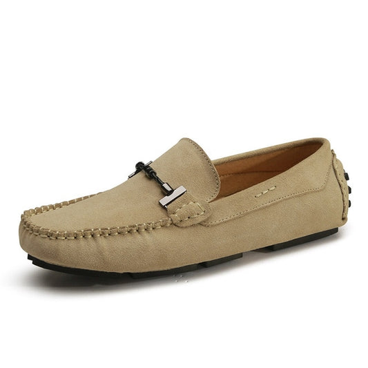 New Fashion Shoes for Men - Khaki/Black Loafer Shoes - Light Weight Driver Footwear - Rubber Sole - Non Slip Lazy Shoes