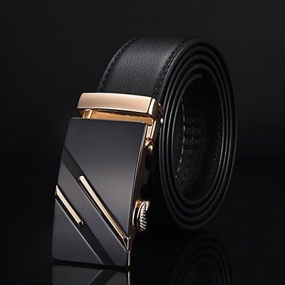 Men's Belt - Genuine Leather Strap - Top Quality Automatic Buckle
