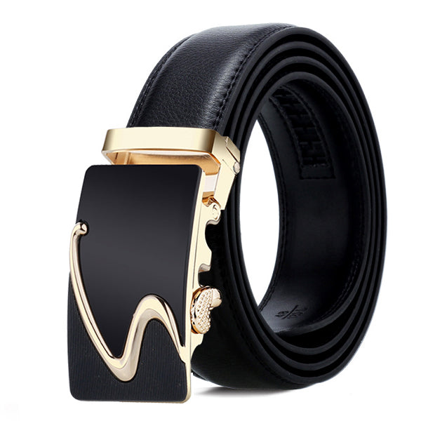 Men's Belt - Genuine Leather Strap - Top Quality Automatic Buckle