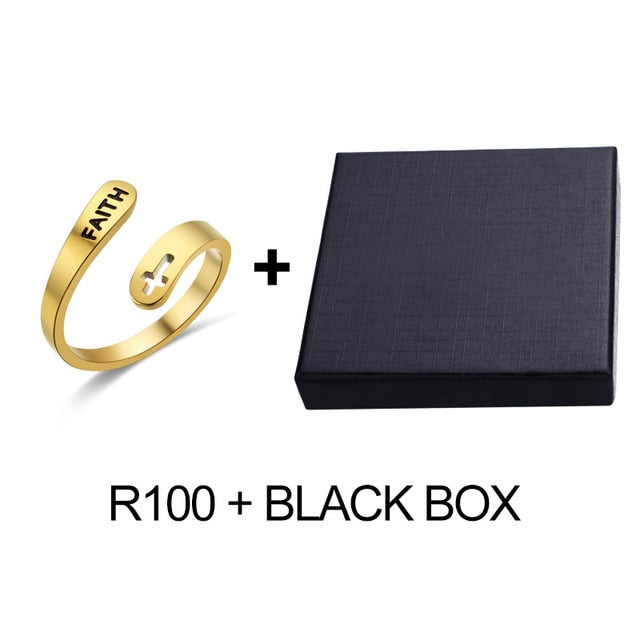 2020 jewelry faith adjustable Rings&Stainless Steel Rings For Women vintage cross letter round on fingers Gifts for the new year|Rings|