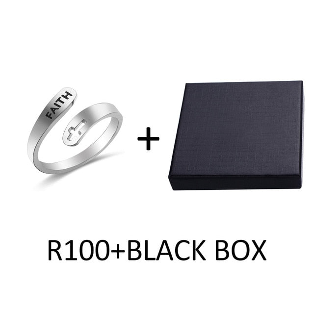 2020 jewelry faith adjustable Rings&Stainless Steel Rings For Women vintage cross letter round on fingers Gifts for the new year|Rings|