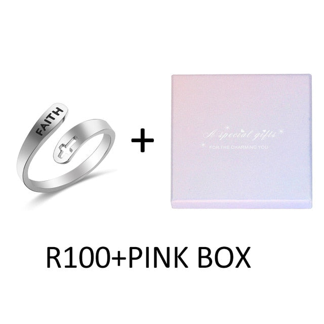 2020 jewelry faith adjustable Rings&Stainless Steel Rings For Women vintage cross letter round on fingers Gifts for the new year|Rings|