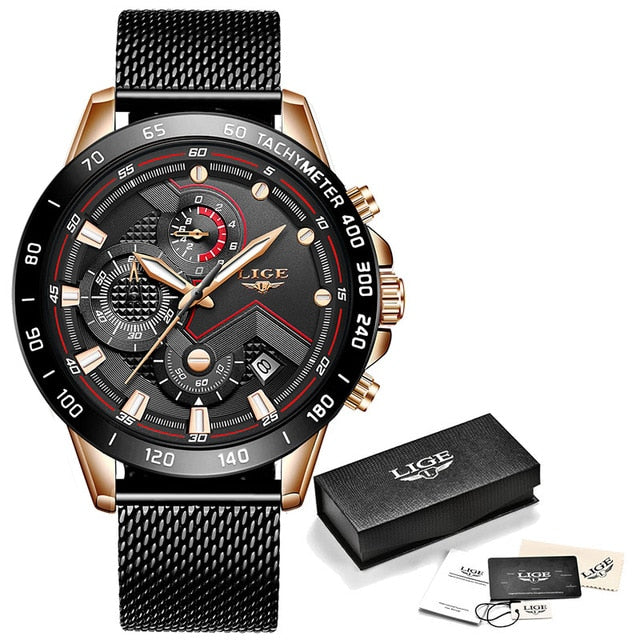 LIGE Fashion Mens Watches Top Brand Luxury WristWatch Quartz Clock Blue Watch Men Waterproof Sport Chronograph Relogio Masculino|Quartz Watches
